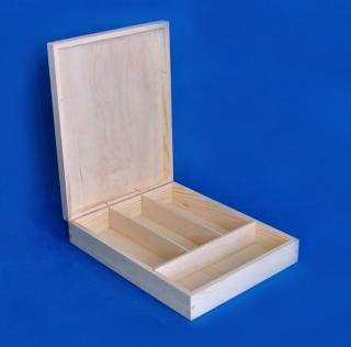 Dřevěná krabička - 4 přihrádky (35cm x 27cm x 7cm)
