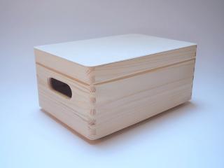 Dřevěná krabička - BOX - BEDNIČKA OBDÉLNÍK S OTVORY (30cm x 20cm x 14cm) 