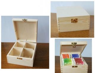 Dřevěná krabička na čaj  - 4 komorová