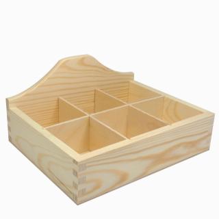 Dřevěná krabička na čaj  OTEVŘENÁ - 6 komorová