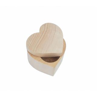Dřevěná krabička na prstýnky SRDCE STŘEDNÍ  (6,5cm x 7,3cm x 6,2cm)