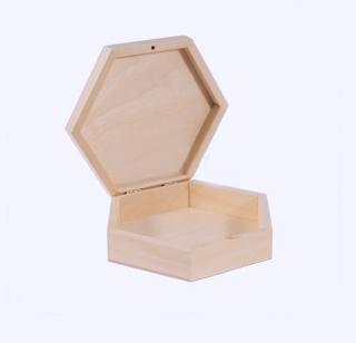 Dřevěná krabička  - ŠESTIHRAN STŘEDNÍ ( 19cm x 16,5cm x 5cm)