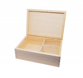 Dřevěná krabička - šperkovnice 3 přihrádky (22cm x 16cm x 8cm)