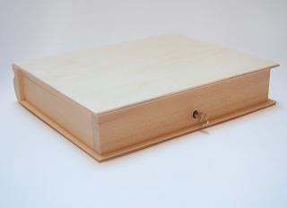 Dřevěná krabička - šperkovnice   - KNIHA ZAMYKACÍ s klíčkem