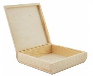 Dřevěná krabička  ZAOBLENÁ menší ( 16cm x 16cm x 6cm)