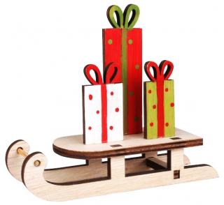 Dřevěná vánoční dekorace SÁŇKY S DÁRKY