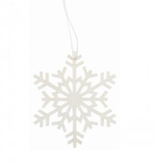 Dřevěná vánoční dekorace VLOČKA bílá (10cm)