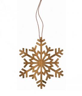 Dřevěná vánoční dekorace VLOČKA hnědá (10cm)