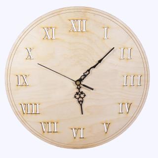 Dřevěné hodiny na decoupage S ŘÍMSKÝMI ČÍSLY (29cm)