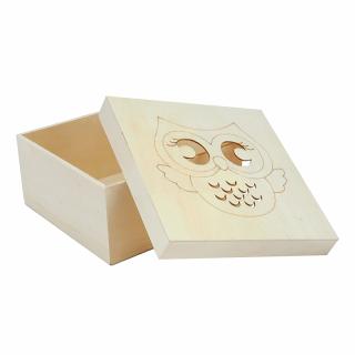 Dřevěné krabičky SOVIČKA,  SADA 3ks (18x18cm,15x15,12x12cm)