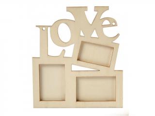 Dřevěný rámeček na fotky LOVE (19,7cm x 16cm)