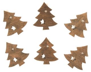 Vánoční dekorace dřevěné STROMEČEK kolíčky, sada 6ks