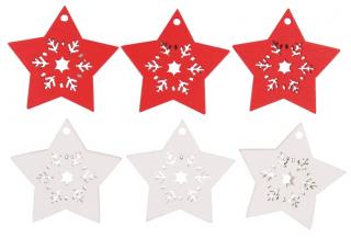 Vánoční dekorace HVĚZDIČKY samolepící, SADA 6ks (4,5cm)