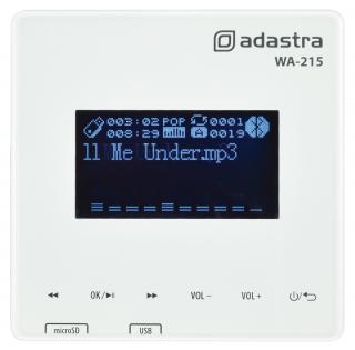Adastra WA-215, nástěnný zesilovač 2x 15W, MP3/FM/BT (Nástěnný zesilovač s MP3, FM a Bluetooth)