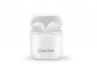 AV:link Ear Shots, bezdrátová Bluetooth sluchátka s nabíjecím pouzdrem, bílá (Unikátní sluchátka)