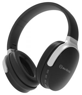 AV:link WBH-40 BLK, multimediální bezdrátová sluchátka, černá (Bluetooth sluchátka s funkcí playeru, rádia a hand)