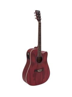 Dimavery JK-510, elektroakustická kytara typu Dreadnought, červená (Elektroakustická kytara typu Dreadnought s výkroje)