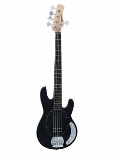 Dimavery MM-505, elektrická baskytara pětistrunná, černá (Elektrická baskytara pětistrunná typu Music Man)