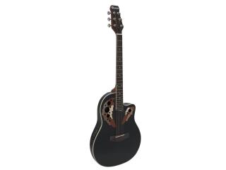 Dimavery OV-500, elektroakustická kytara typu Ovation, černá (Elektroakustická kytara typu Ovation s výkrojem)