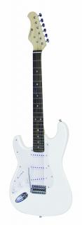 Dimavery ST-203, elektrická kytara levoruká, bílá (Elektrická kytara levoruká typu Strat)