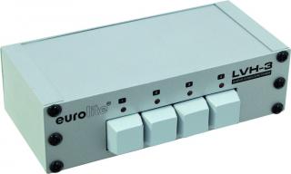 Eurolite LVH-3 AV přepínač (4x vstup (RCA), 1x výstup (RCA), pozlacené konekto)