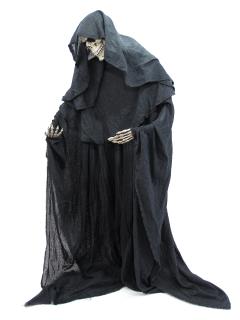Halloween postava kostry, tvarovatelná, 160 cm (Stojící figurína kostlivce v černé róbě)