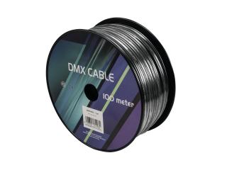 Kabel DMX 2x 0.22, 100m, černý (Profesionální DMX kabel, 2x 0,22 mm)