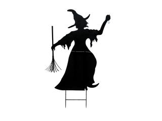 Kovová silueta čarodejnice s koštětem, černá, 150cm (Kovová silueta čarodejnice s koštětem, černá, 150c)