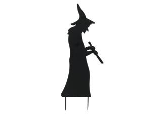 Kovová silueta čarodejnice s lžící, černá, 110 cm (Kovová silueta čarodejnice s lžící, černá, 110 cm)