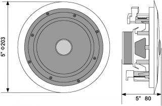 Omnitronic CST-6, bílý (6" podhledový 2-pásmový reproduktor)