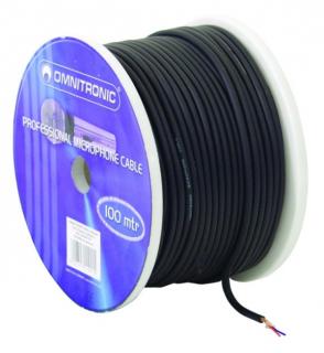 Omnitronic mikrofonní kabel, 100m role, černý, sada XLR konektorů (100m mikrofonního kabelu a 20 ks XLR konektorů)