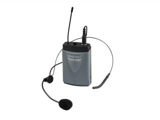 Omnitronic WAMS-65BT kapesní bezdrátový UHF vysílač s náhlavním mikrofonem (Kapesní vysílač s mikrofonem)