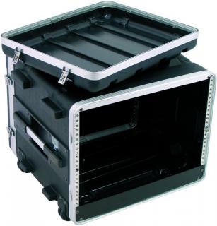 PVC-Rack 19", 8HE černý s kolečky a madlem (Plastový rackový kufr, 19", 8 HE černý s madlem)