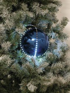 Sněhové LED koule, 8 cm, tmavě modrá, 5 ks (LEDky svítí efektem “běžícího světla”)