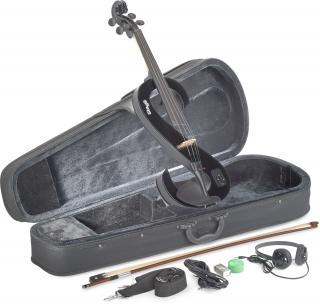 Stagg EVA 4/4 BK, elektrická viola s pouzdrem a sluchátky, černá (4/4 elektrická viola)