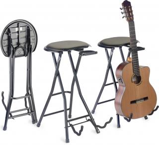 Stagg GIST-350, stolička skládací s kytarovým stojanem (Muzikantská stolička, s kytarovým stojanem)