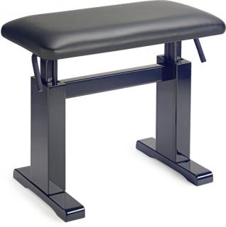 Stagg PBH 780 BKP LBK, hydraulická klavírní stolička (Lesklá černá / černá kůže)