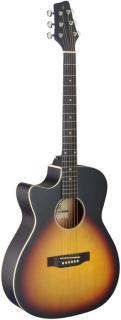 Stagg SA35 ACE-VS LH, elektroakustická kytara typu Auditorium, levoruká (Elektroakustická kytara typu Auditorium s výkrojem)