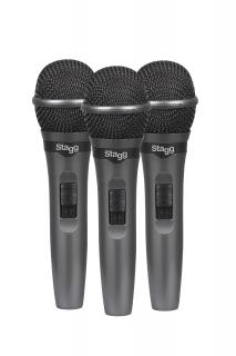 Stagg SDMP15-3, sada 3 dynamických mikrofonů (3x dynamický plastový mikrofon)