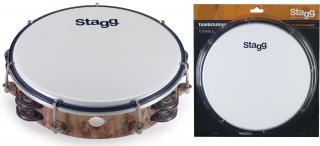 Stagg TAB-208P/WD, dvouřadá laditelná tamburína, 8" (Plastová laditelná tamburína)