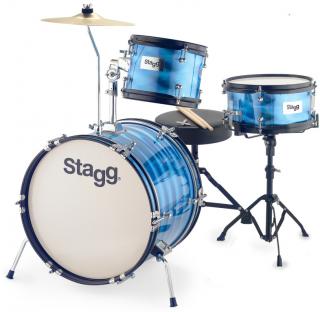 Stagg TIM JR 3/16B BL, dětská bicí sada, modrá (Dětské bubny včetně stoličky a paliček)