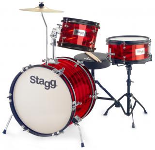 Stagg TIM JR 3/16B RD, dětská bicí sada, červená (Dětské bubny včetně stoličky a paliček)