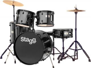 Stagg TIM122B BK kompletní bicí sada, černá (Bicí sada včetně černého hardware a činelů)