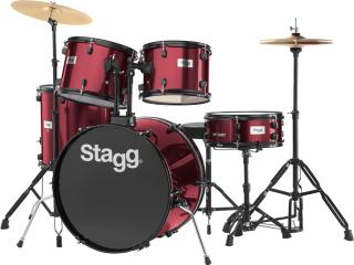 Stagg TIM122B WR kompletní bicí sada, vínová (Bicí sada včetně černého hardware s činely)