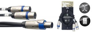 Stagg XYC1-SF2SM25C, reproduktorový rozbočovací kabel 4x 2,5 mm, 1 m (Reproduktorový kabel 1x Speakon samice/2x Speakon)
