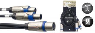 Stagg XYC1-SM2SF25C, reproduktorový rozbočovací kabel 4x 2,5 mm, 1 m (Reproduktorový kabel 1x Speakon samec/2x Speakon s)