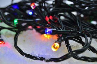 Solight LED venkovní vánoční řetěz, 100 LED, 10m, přívod 3m, 8 funkcí, časovač, IP44, vícebarevný