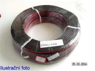 Kabel 2 x 0,75 dvoulinka RED / BLACK 1 m (Dvojlinka plochá 2 x 0.75 mm2)