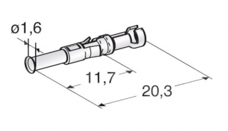 Konektor - dutinka 1,6mm kulatá pro vodič 0,5-1mm (Protikus 11.07960)