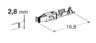 Konektor - dutinka 2,5mm plochá pro vodič 1,5-2,5mm (TERMINAL JPT F280)